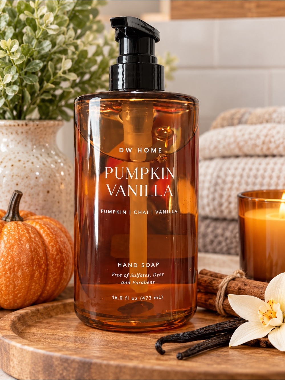 DW Home Pumpkin Vanilla Hand Soap GLASS